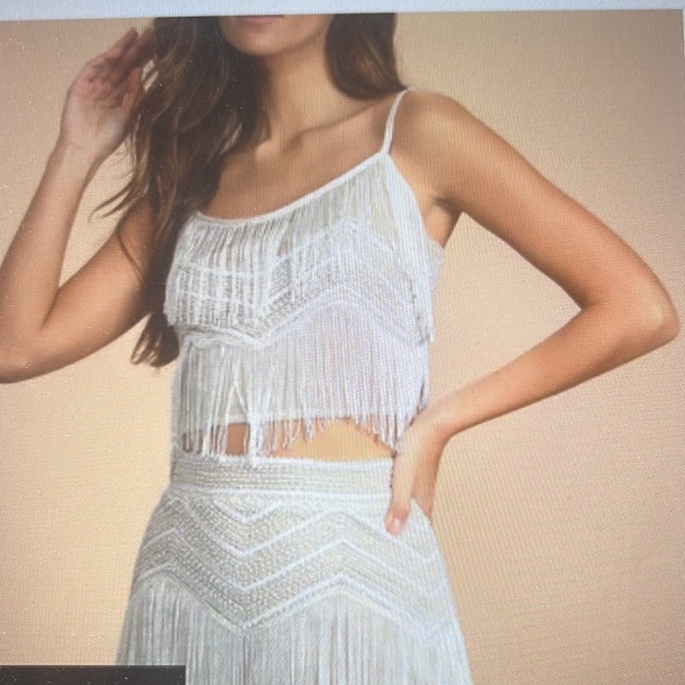 Fringe Lulus top and skirt, size L. Perfect for a bridal shower or bachelorette!